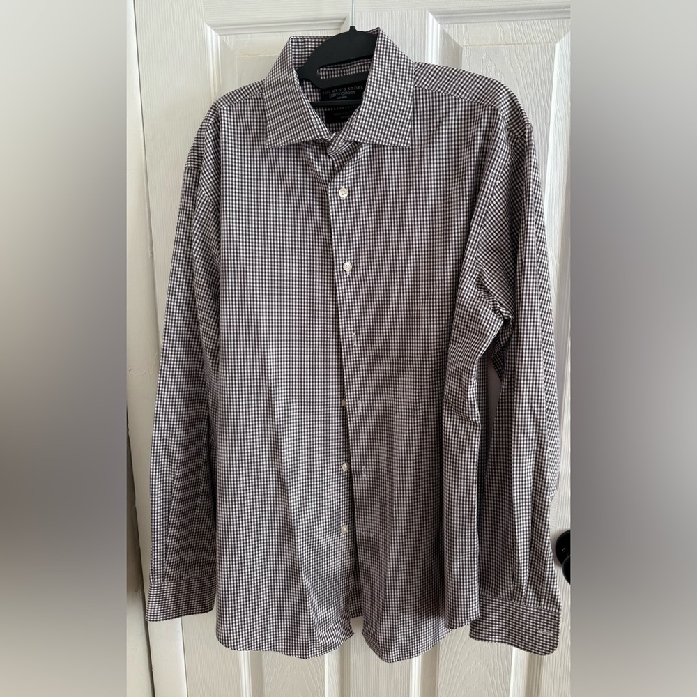 Bloomingdale's The Men's Store -Gingham dress Shirt - Dark gray and White